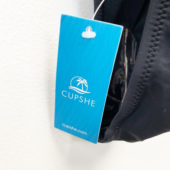 Cupshe Women's Plunging Neck Front Cutout One Piece Swimsuit Black Size L - Picture 5 of 7